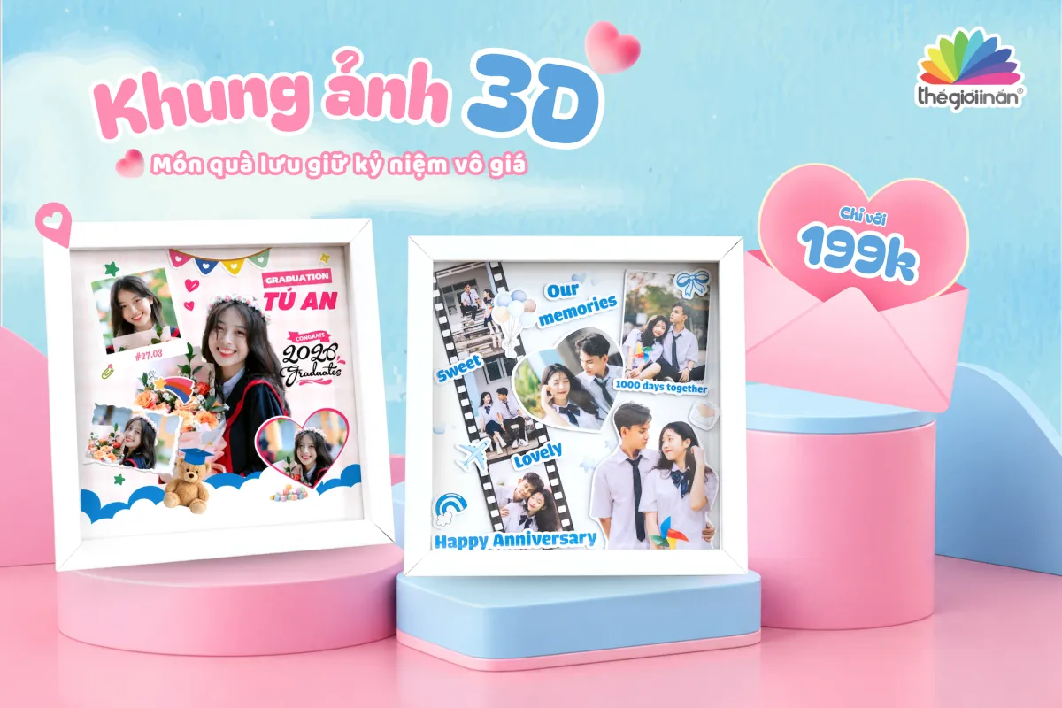 Khung ảnh 3D handmade - Quà tặng ý nghĩa cho sinh nhật, tốt nghiệp, couple